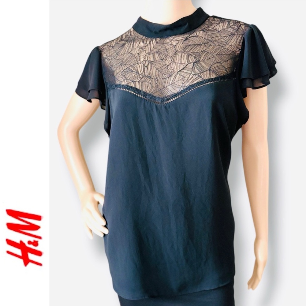 H&M Black Lace Detail Women's Top